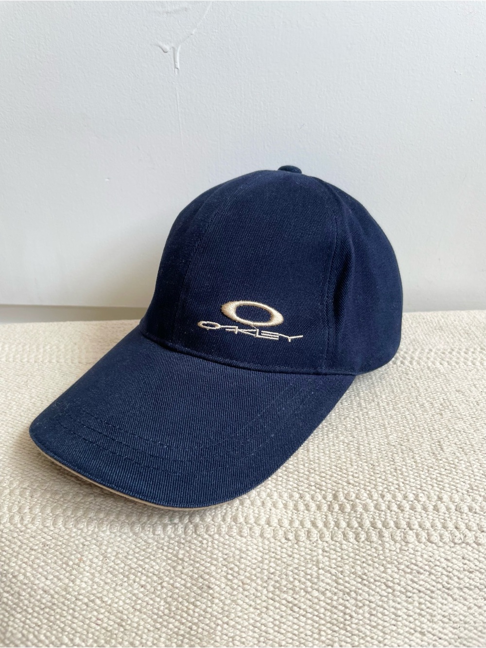 Vintage Oakley Y2K Hat Cap Mens OS O Matter Navy Blue Snap Back 90s Oakley Logo